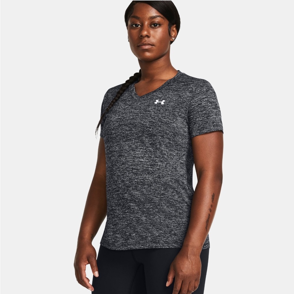 Under Armour Tech™ Twist Women's V-Neck Black/White Short Sleeve
